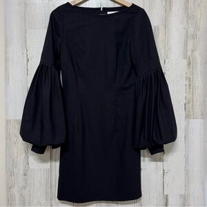Designers Remix Charlotte Eskildsen Black Long Puff Sleeve Dress Size 6 Wool